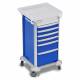 DETECTO 2001610 MobileCare Series Medical Cart - Blue, Six 16.5" Wide Drawers with Key Lock, 3 Handrails
