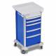 DETECTO 2001611 MobileCare Series Medical Cart - Blue, Five 16.5" Wide Drawers with Key Lock, 3 Handrails