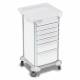 DETECTO 2001650 MobileCare Series Medical Cart - White, Six 16.5" Wide Drawers with Key Lock, 3 Handrails