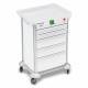 DETECTO 2015151 MobileCare Series Medical Cart - White, Five 23" Wide Drawers with Quick Release Lock, 3 Handrails