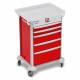 DETECTO 2020091MobileCare Series Medical Cart - Red, Five 23" Wide Drawers with Electronic Individual Drawer Lock & Sensor, 3 Handrails