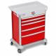 DETECTO 2020591 MobileCare Series Medical Cart - Red, Five 29" Wide Drawers with Electronic Individual Drawer Lock & Sensor, 3 Handrails