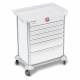 DETECTO 2020650 MobileCare Series Medical Cart - White, Six 29" Wide Drawers with Electronic Individual Drawer Lock & Sensor, 3 Handrails