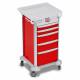 DETECTO 2021590 MobileCare Series Medical Cart - Red, Five 16.5" Wide Drawers with Electronic Individual Drawer Lock & Sensor, 3 Handrails