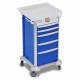 DETECTO 2021611 MobileCare Series Medical Cart - Blue, Five 16.5" Wide Drawers with Electronic Individual Drawer Lock & Sensor, 3 Handrails