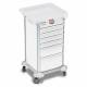 DETECTO 2021650 MobileCare Series Medical Cart - White, Six 16.5" Wide Drawers with Electronic Individual Drawer Lock & Sensor, 3 Handrails