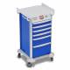 DETECTO 2022214 MobileCare Series Medical Cart - Blue, Six 16.5" Wide Drawers with Electronic Individual Drawer Lock & Sensor, 125 kHz RFID, 2 Handrails
