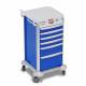 DETECTO 2022215 MobileCare Series Medical Cart - Blue, Six 16.5" Wide Drawers with Electronic Individual Drawer Lock & Sensor, 125 kHz RFID, 1 Handrail