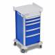 DETECTO 2022270 MobileCare Series Medical Cart - Blue, Five 16.5" Wide Drawers with Key Lock, 2 Handrails