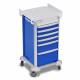 DETECTO 2022272 MobileCare Series Medical Cart - Blue, Six 16.5" Wide Drawers with Key Lock, 2 Handrails