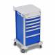 DETECTO 2022273 MobileCare Series Medical Cart - Blue, Six 16.5" Wide Drawers with Key Lock, 1 Handrail