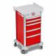 DETECTO 2022274 MobileCare Series Medical Cart - Red, Five 16.5" Wide Drawers with Electronic Individual Drawer Lock & Sensor, 2 Handrails