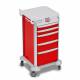 DETECTO 2022275 MobileCare Series Medical Cart - Red, Five 16.5" Wide Drawers with Electronic Individual Drawer Lock & Sensor, 1 Handrail