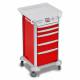 DETECTO 2022276 MobileCare Series Medical Cart - Red, Five 16.5" Wide Drawers with Electronic Individual Drawer Lock & Sensor, 125 kHz RFID, 3 Handrails