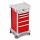 DETECTO 2022277 MobileCare Series Medical Cart - Red, Five 16.5" Wide Drawers with Electronic Individual Drawer Lock & Sensor, 125 kHz RFID, 2 Handrails