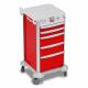 DETECTO 2022278 MobileCare Series Medical Cart - Red, Five 16.5" Wide Drawers with Electronic Individual Drawer Lock & Sensor, 125 kHz RFID, 1 Handrail