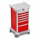 DETECTO 2022285 MobileCare Series Medical Cart - Red, Six 16.5" Wide Drawers with Electronic Individual Drawer Lock & Sensor, 2 Handrails