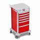 DETECTO 2022286 MobileCare Series Medical Cart - Red, Six 16.5" Wide Drawers with Electronic Individual Drawer Lock & Sensor, 1 Handrail