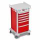 DETECTO 2022288 MobileCare Series Medical Cart - Red, Six 16.5" Wide Drawers with Electronic Individual Drawer Lock & Sensor, 125 kHz RFID, 2 Handrails