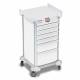 DETECTO 2022433 MobileCare Series Medical Cart - White, Six 16.5" Wide Drawers with Electronic Individual Drawer Lock & Sensor, 2 Handrails