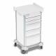 DETECTO 2022493 MobileCare Series Medical Cart - White, Five 16.5" Wide Drawers with Key Lock, 2 Handrails
