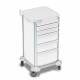 DETECTO 2022494 MobileCare Series Medical Cart - White, Five 16.5" Wide Drawers with Key Lock, 1 Handrail