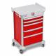 DETECTO 2022575 MobileCare Series Medical Cart - Red, Five 23" Wide Drawers with Electronic Individual Drawer Lock & Sensor, 2 Handrails