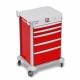 DETECTO 2022576 MobileCare Series Medical Cart - Red, Five 23" Wide Drawers with Electronic Individual Drawer Lock & Sensor, 1 Handrail