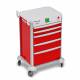 DETECTO 2022646 MobileCare Series Medical Cart - Red, Five 23" Wide Drawers with Quick Release Lock, 1 Handrail