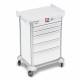 DETECTO 2022734 MobileCare Series Medical Cart - White, Five 23" Wide Drawers with Electronic Individual Drawer Lock & Sensor, 125 kHz RFID, 2 Handrails