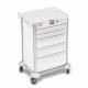 DETECTO 2022735 MobileCare Series Medical Cart - White, Five 23" Wide Drawers with Electronic Individual Drawer Lock & Sensor, 125 kHz RFID, 1 Handrail