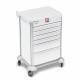 DETECTO 2022743 MobileCare Series Medical Cart - White, Six 23" Wide Drawers with Electronic Individual Drawer Lock & Sensor, 1 Handrail