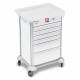 DETECTO 2022744 MobileCare Series Medical Cart - White, Six 23" Wide Drawers with Electronic Individual Drawer Lock & Sensor, 125 kHz RFID, 3 Handrails