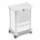 DETECTO 2022745 MobileCare Series Medical Cart - White, Six 23" Wide Drawers with Electronic Individual Drawer Lock & Sensor, 125 kHz RFID, 2 Handrails