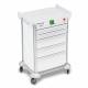 DETECTO 2022801 MobileCare Series Medical Cart - White, Five 23" Wide Drawers with Quick Release Lock, 2 Handrails