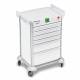 DETECTO 2022803 MobileCare Series Medical Cart - White, Six 23" Wide Drawers with Quick Release Lock, 2 Handrails