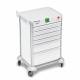 DETECTO 2022804 MobileCare Series Medical Cart - White, Six 23" Wide Drawers with Quick Release Lock, 1 Handrail