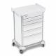 DETECTO 2022805 MobileCare Series Medical Cart - White, Five 23" Wide Drawers with Key Lock, 2 Handrails