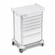 DETECTO 2022807 MobileCare Series Medical Cart - White, Six 23" Wide Drawers with Key Lock, 2 Handrails