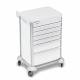 DETECTO 2022808 MobileCare Series Medical Cart - White, Six 23" Wide Drawers with Key Lock, 1 Handrail