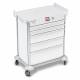 DETECTO 2023046 MobileCare Series Medical Cart - White, Five 29" Wide Drawers with Electronic Individual Drawer Lock & Sensor, 125 kHz RFID, 2 Handrails