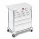 DETECTO 2023047 MobileCare Series Medical Cart - White, Five 29" Wide Drawers with Electronic Individual Drawer Lock & Sensor, 125 kHz RFID, 1 Handrail