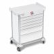 DETECTO 2023054 MobileCare Series Medical Cart - White, Six 29" Wide Drawers with Electronic Individual Drawer Lock & Sensor, 2 Handrails