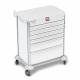 DETECTO 2023055 MobileCare Series Medical Cart - White, Six 29" Wide Drawers with Electronic Individual Drawer Lock & Sensor, 1 Handrail