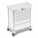 DETECTO 2023057 MobileCare Series Medical Cart - White, Six 29" Wide Drawers with Electronic Individual Drawer Lock & Sensor, 125 kHz RFID, 2 Handrails