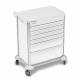 DETECTO 2023120 MobileCare Series Medical Cart - White, Six 29" Wide Drawers with Key Lock, 1 Handrail