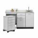 Clinton 48048L Classic Laminate 48" Wide Cart-Mate Cabinet with Left Side 4-Drawer Cart in Gray Finish (Cart-Out). NOTE: Supplies and Optional Sink Model 022 are NOT included.