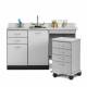 Clinton 48060MR Classic Laminate 60" Wide Cart-Mate Cabinet with Right Side 4-Drawer Cart, Middle Single Door in Gray Finish (Cart Out). NOTE: Supplies and Optional Sink Model 022 are NOT included.