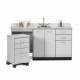 Clinton 48066ML Classic Laminate 66" Wide Cart-Mate Cabinet with Left Side 4-Drawer Cart, Middle Double Doors in Gray Finish (Cart-Out). NOTE: Supplies and Optional Sink Model 022 are NOT included.