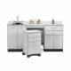 Clinton 48072SL Classic Laminate 72" Wide Cart-Mate Cabinet with Centered 4-Drawer Cart, Left Side Double Doors in Gray Finish (Cart-Out). NOTE: Supplies and Optional Sink Model 022 are NOT included.